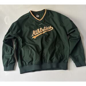 Vintage Nike MLB Oakland Athletics Pullover Windbreaker Jacket XL Baseball Y2K